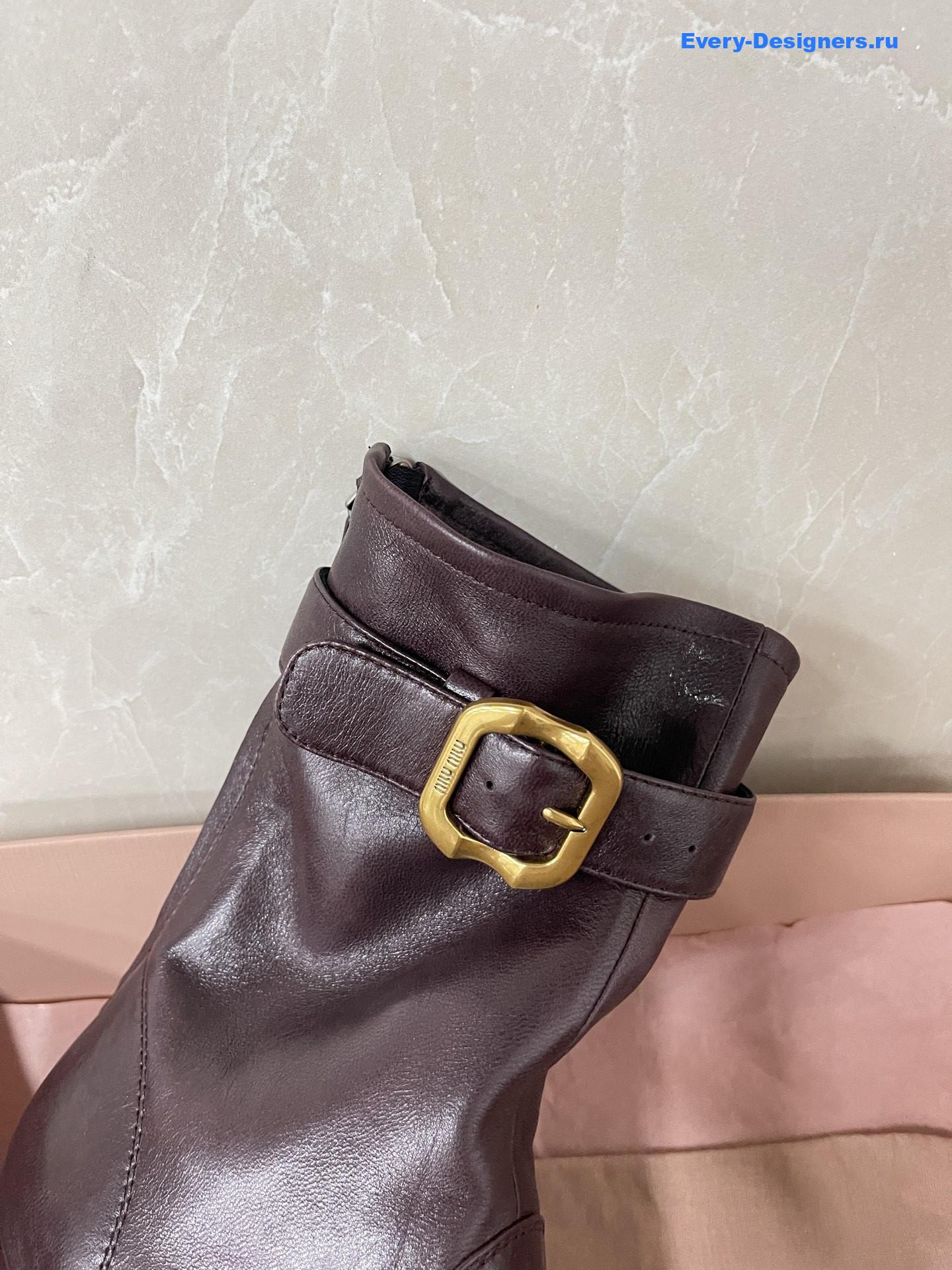 Miu Miu Burgundy Leather Biker Boots