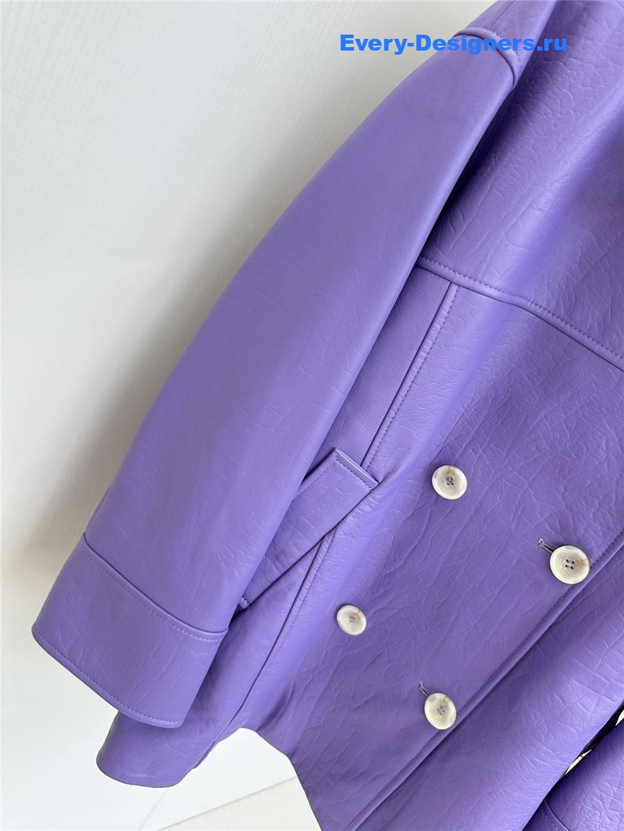 H**me5 long purple leather jacket