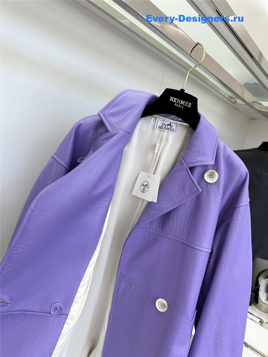 H**me5 long purple leather jacket