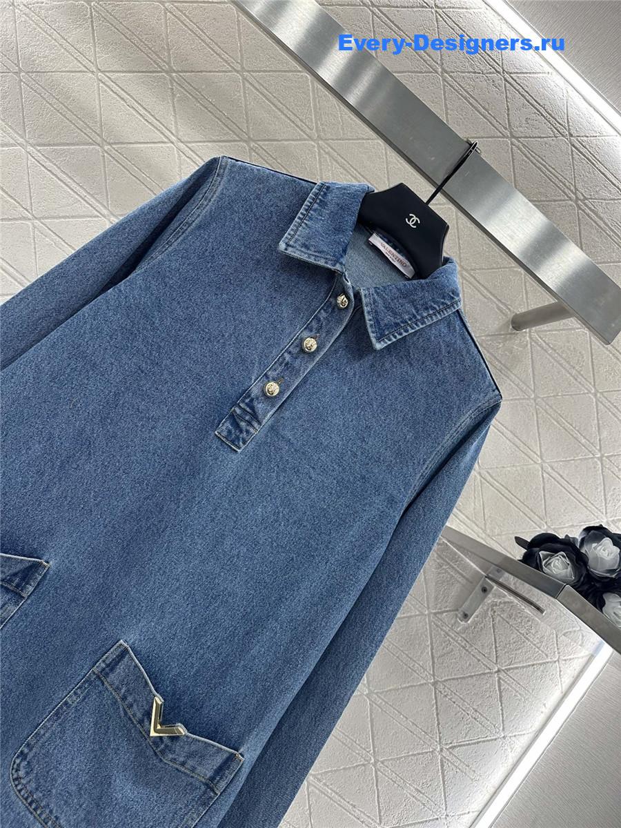 Va1e*ntin0 blue denim lapel dress