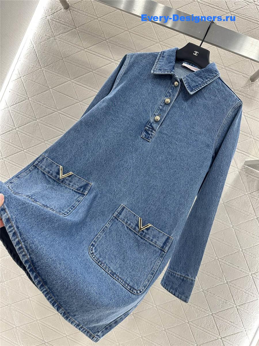 Va1e*ntin0 blue denim lapel dress