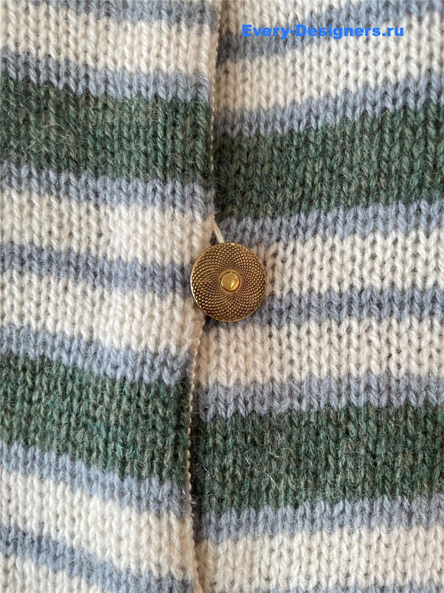 L0r0 P1ana green fobello stripes cashmere  cardigan
