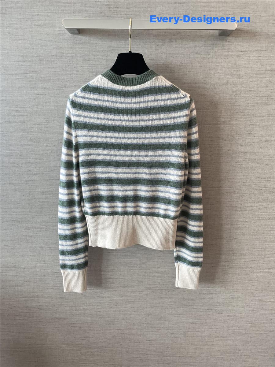 L0r0 P1ana green fobello stripes cashmere  cardigan