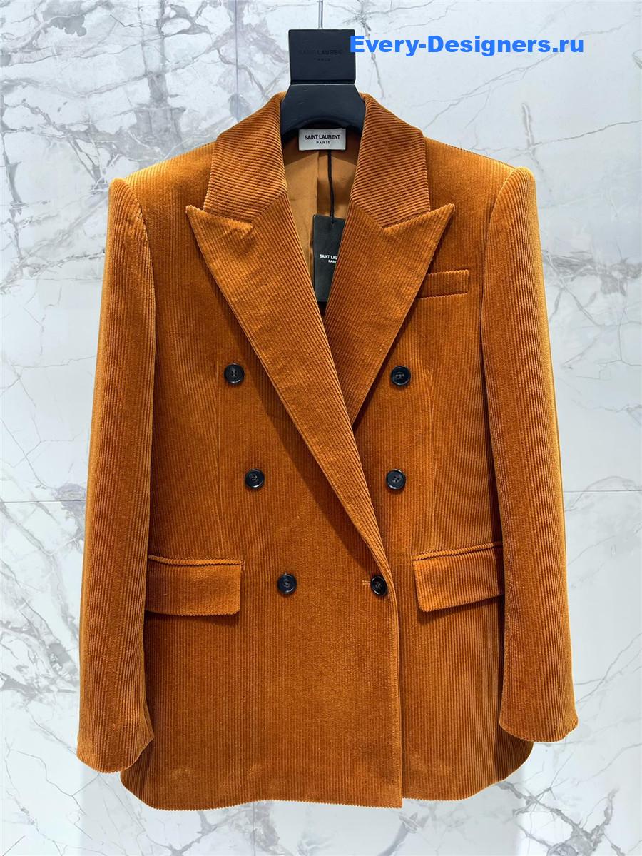 Sa1nt Lau*nt orange velvet blazer