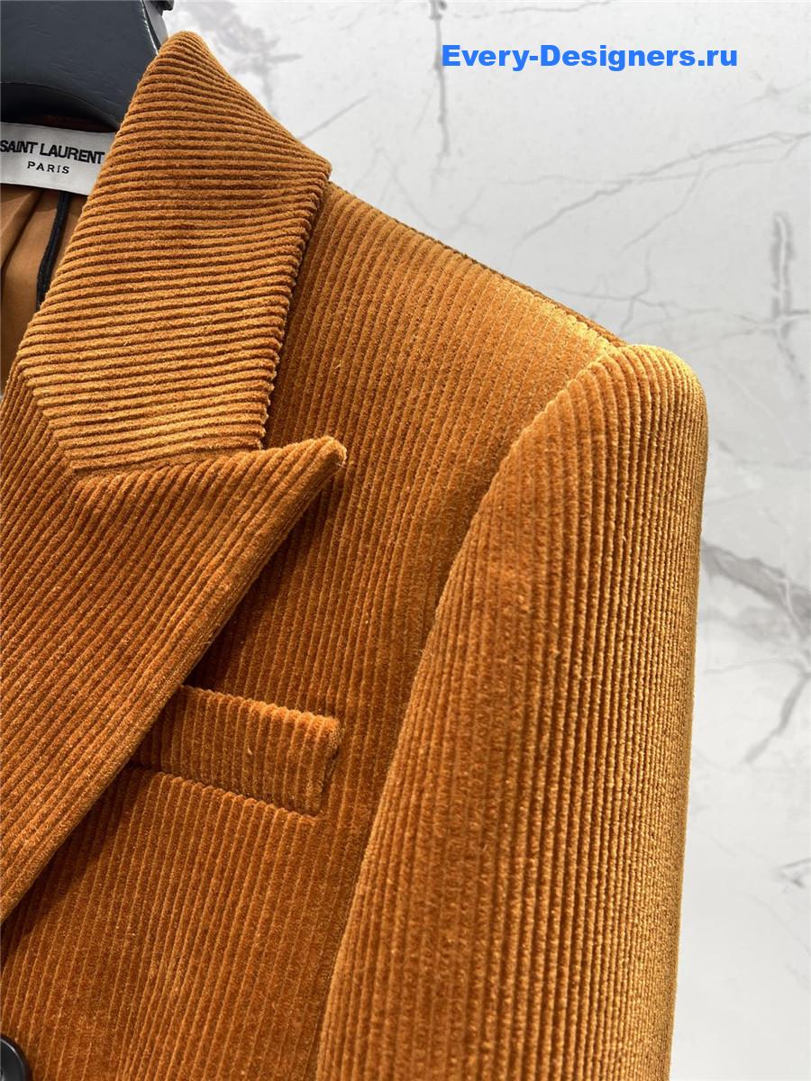 Sa1nt Lau*nt orange velvet blazer