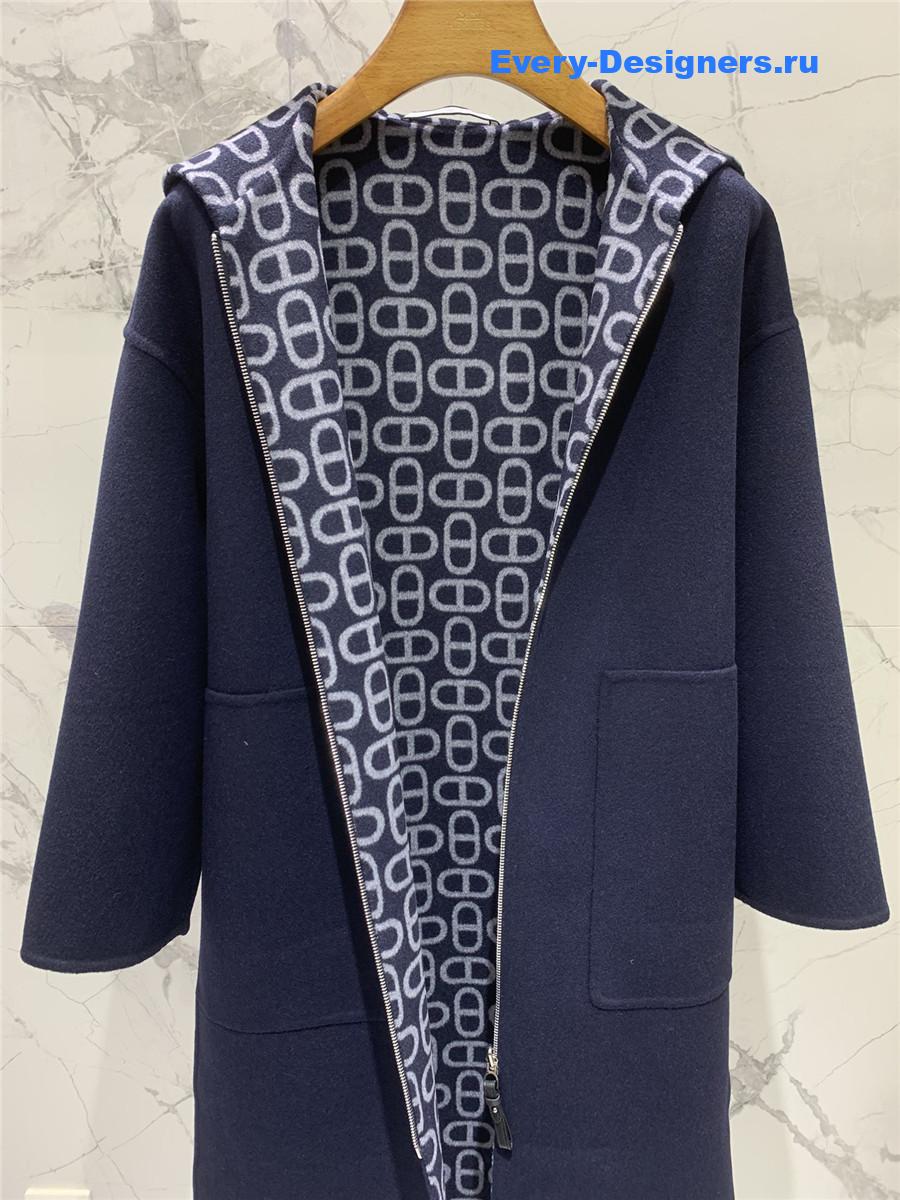 H**me5 navy double cashmere long coat