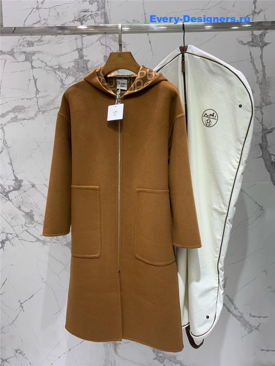 H**me5 brown double cashmere long coat
