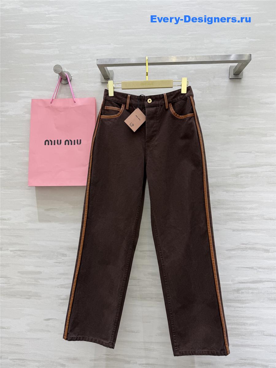 Miu Miu Brown Straight-leg Denim Trousers