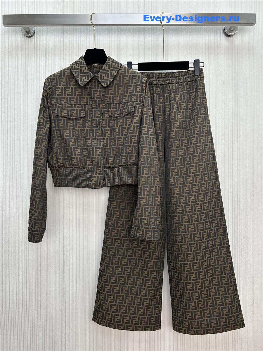 F**di ff lettering print denim suit