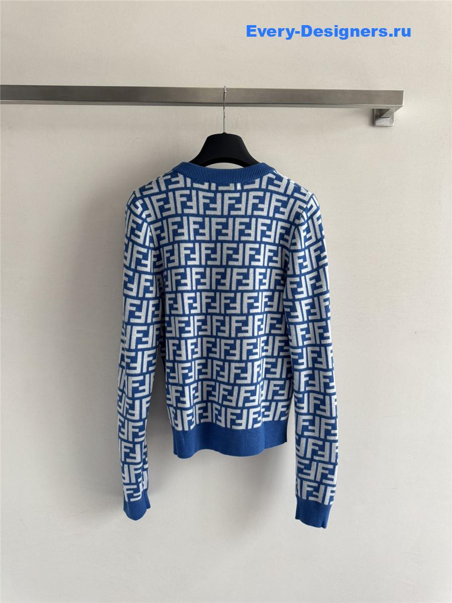 F**di blue ff v-neck cotton cardigan
