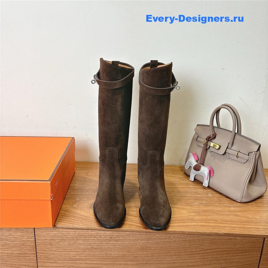H**me5 dark brown knee-high leather boots