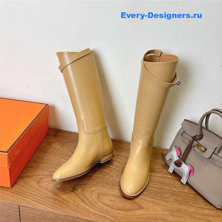 H**me5 beige leather kelly jumping boots