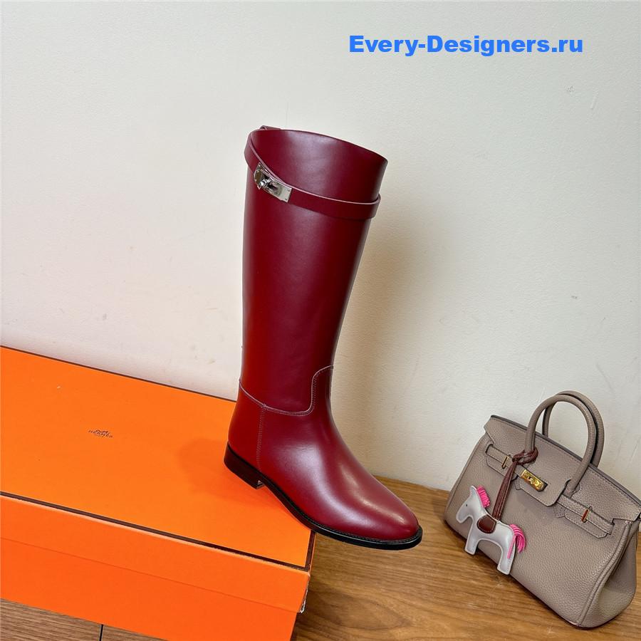 H**me5 burgundy leather kelly jumping boots