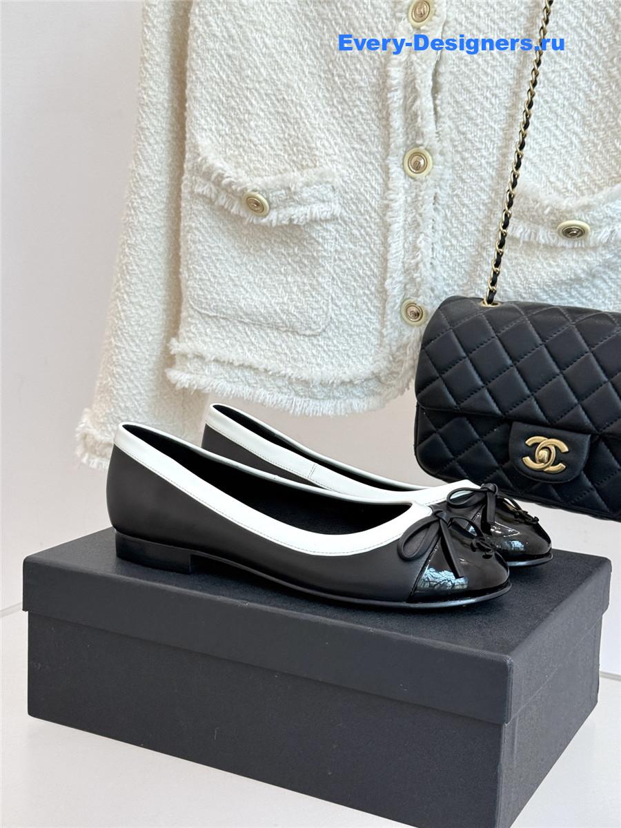 Ch**el black bow ballet flats