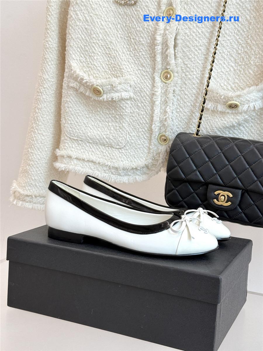 Ch**el white bow ballet flats