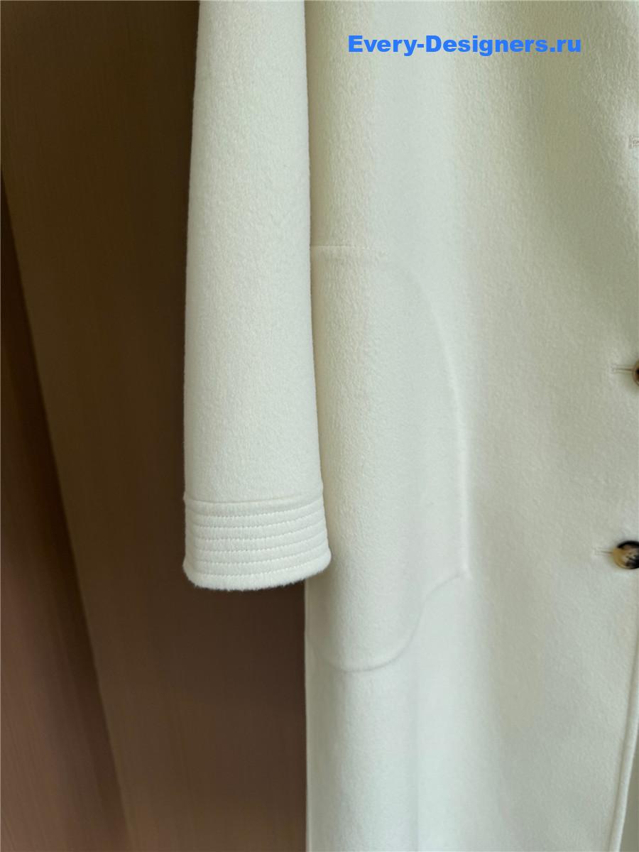 Max Mara V-neck Pocket Cashmere Beige Long Coat