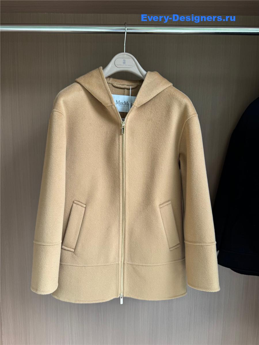 Max Mara Brown Hooded Cashmere Coat