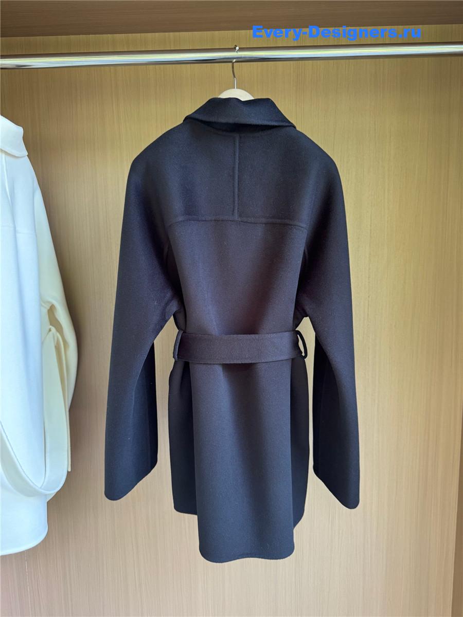 H**me5 leather buttons navy cashmere coat