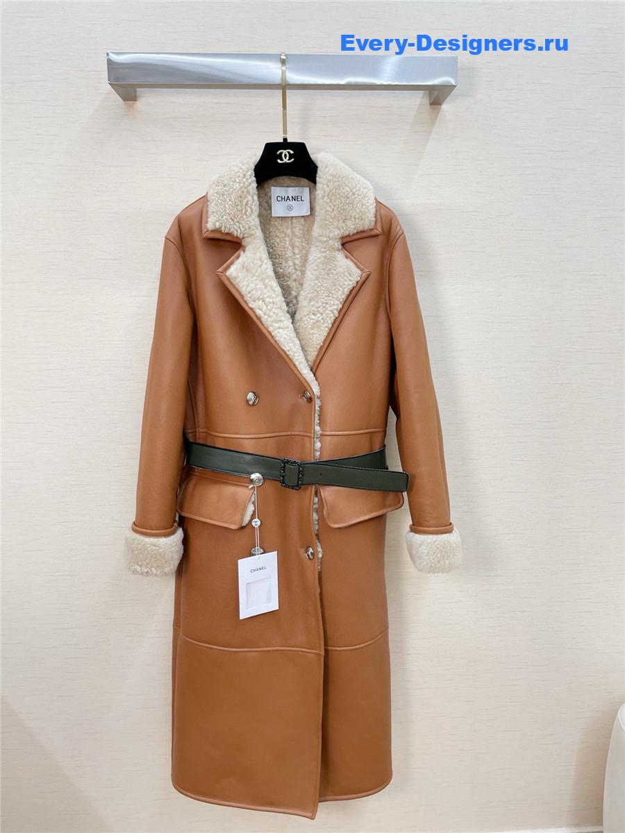Ch**el brown shearling long coat
