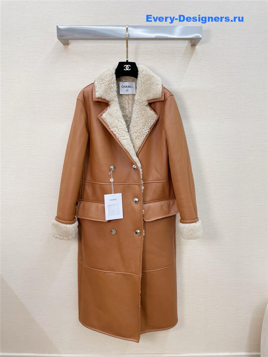 Ch**el brown shearling long coat