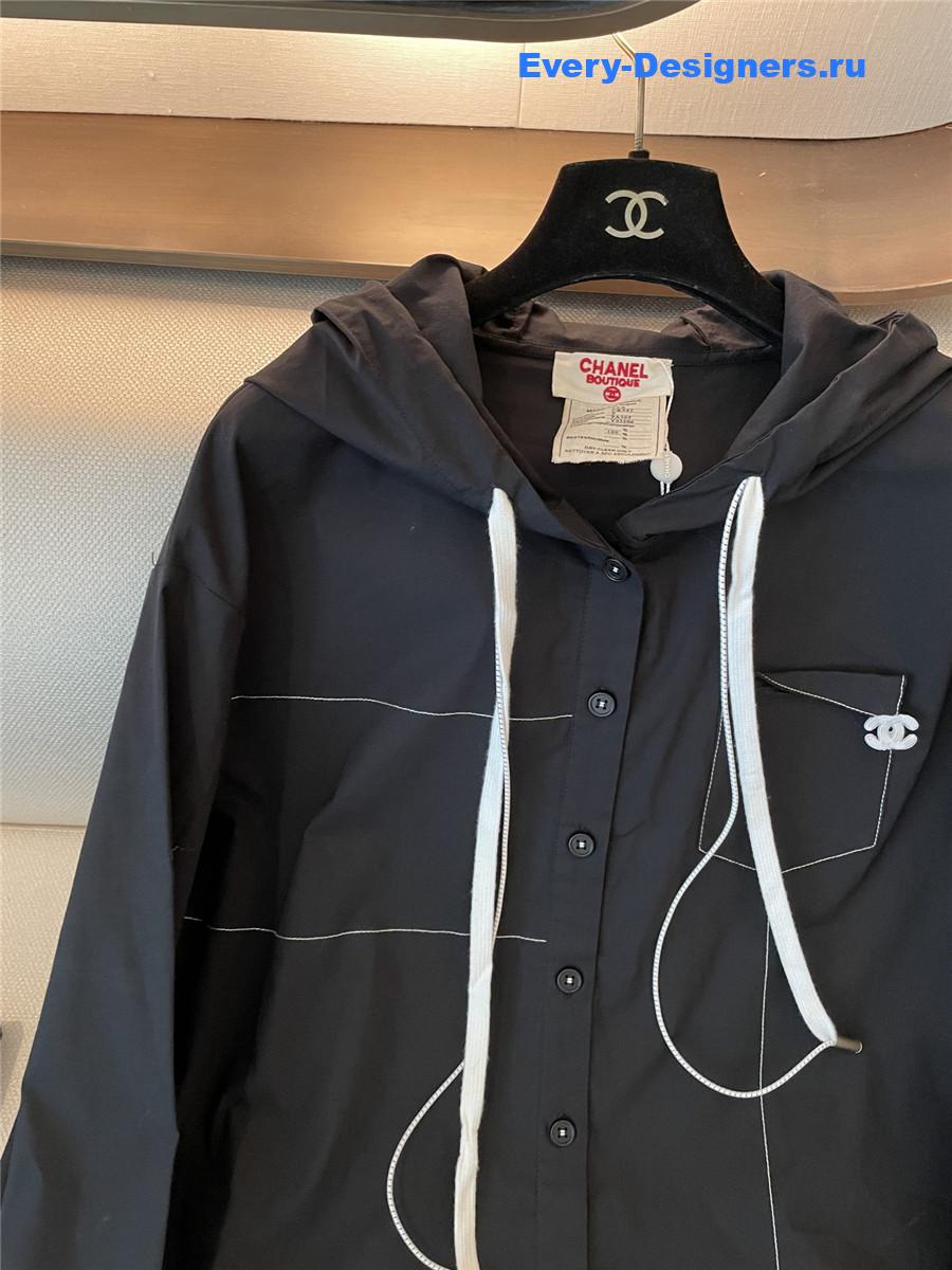 Ch**el black hooded drawstring shirt