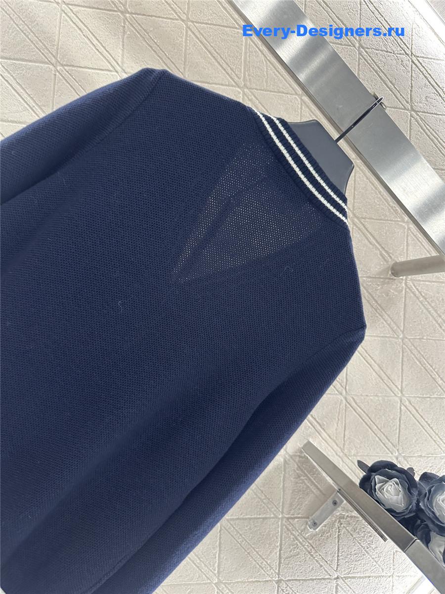 Miu Miu navy V-neck striped knitted cardigan