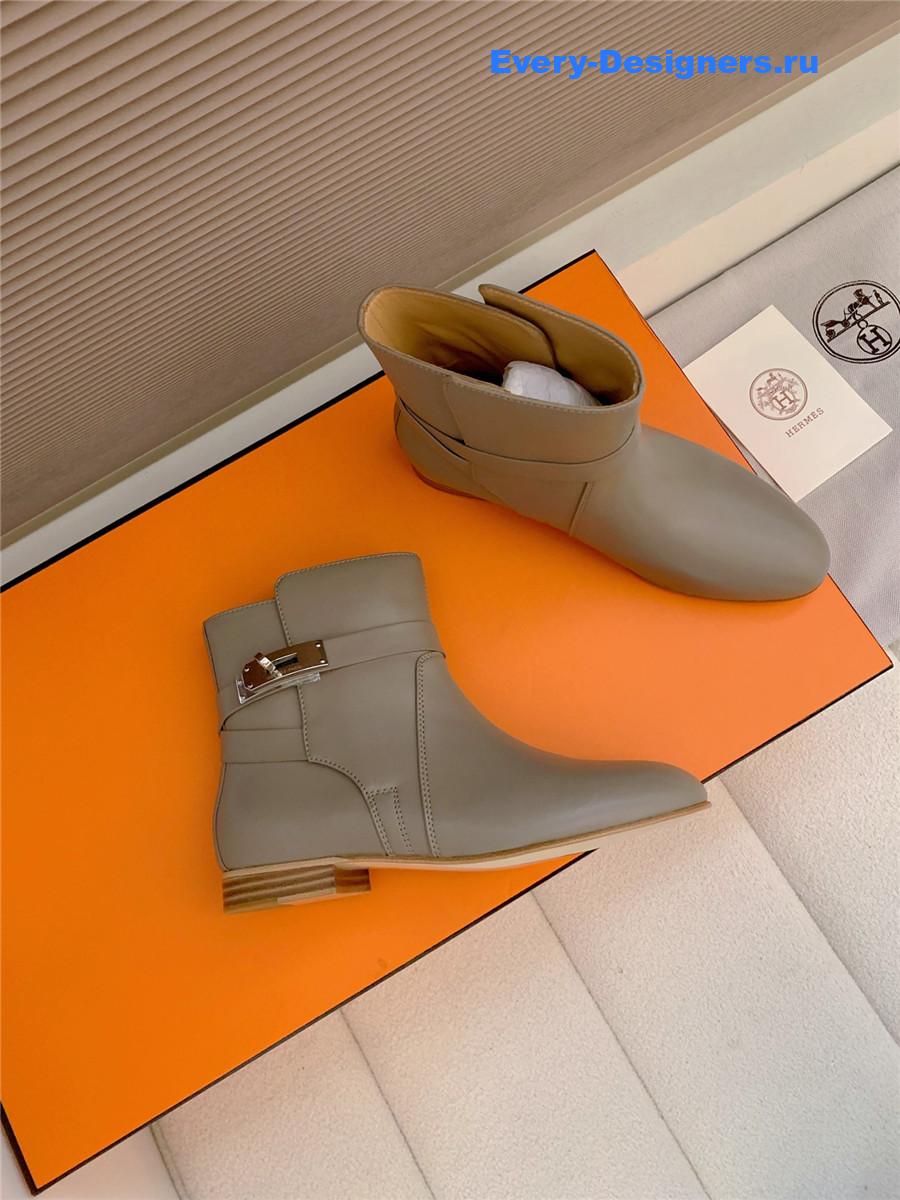 H**me5 gray calfskin neo low boots