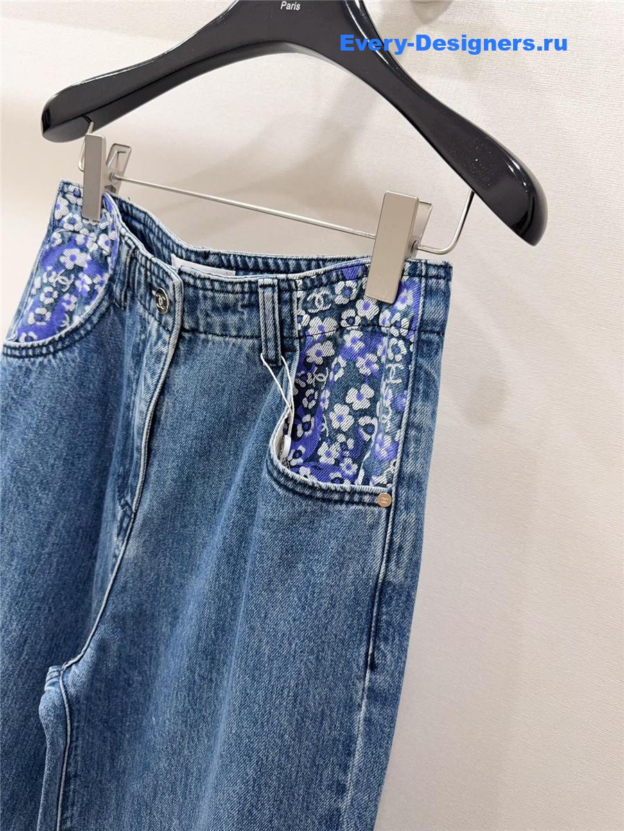 Ch**el denim blue ladies flared jeans