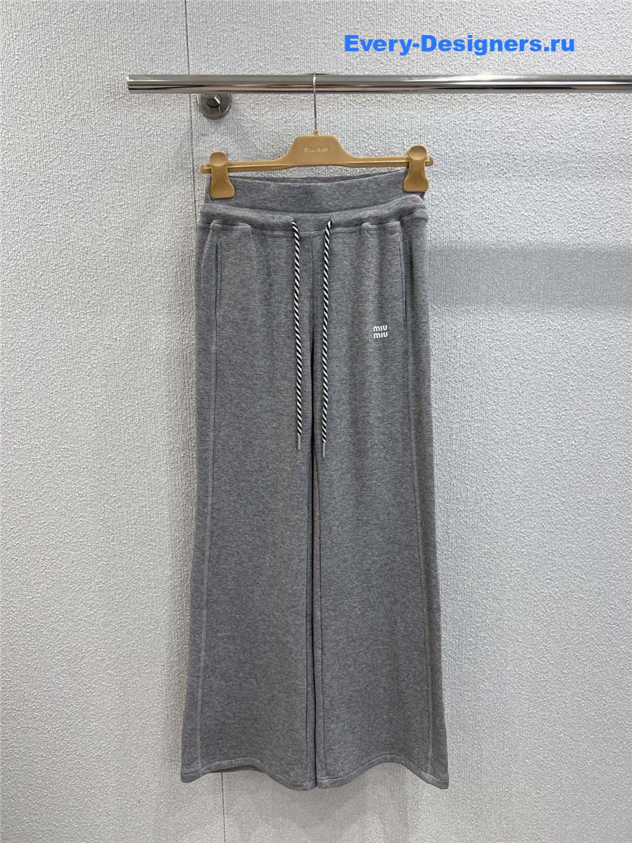 Miu Miu Grey Hooded Sweatshirt & Wide-Leg Pants Set