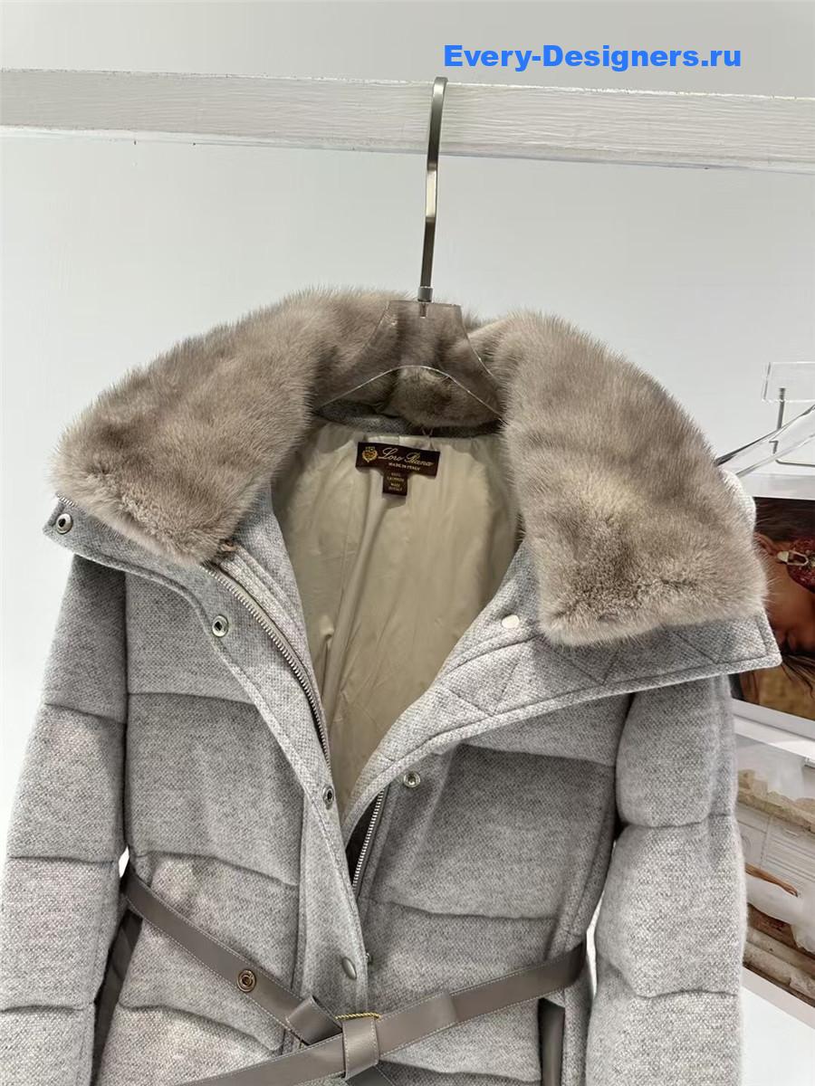 L0r0 P1ana mink cashmere grey tie-waist coat