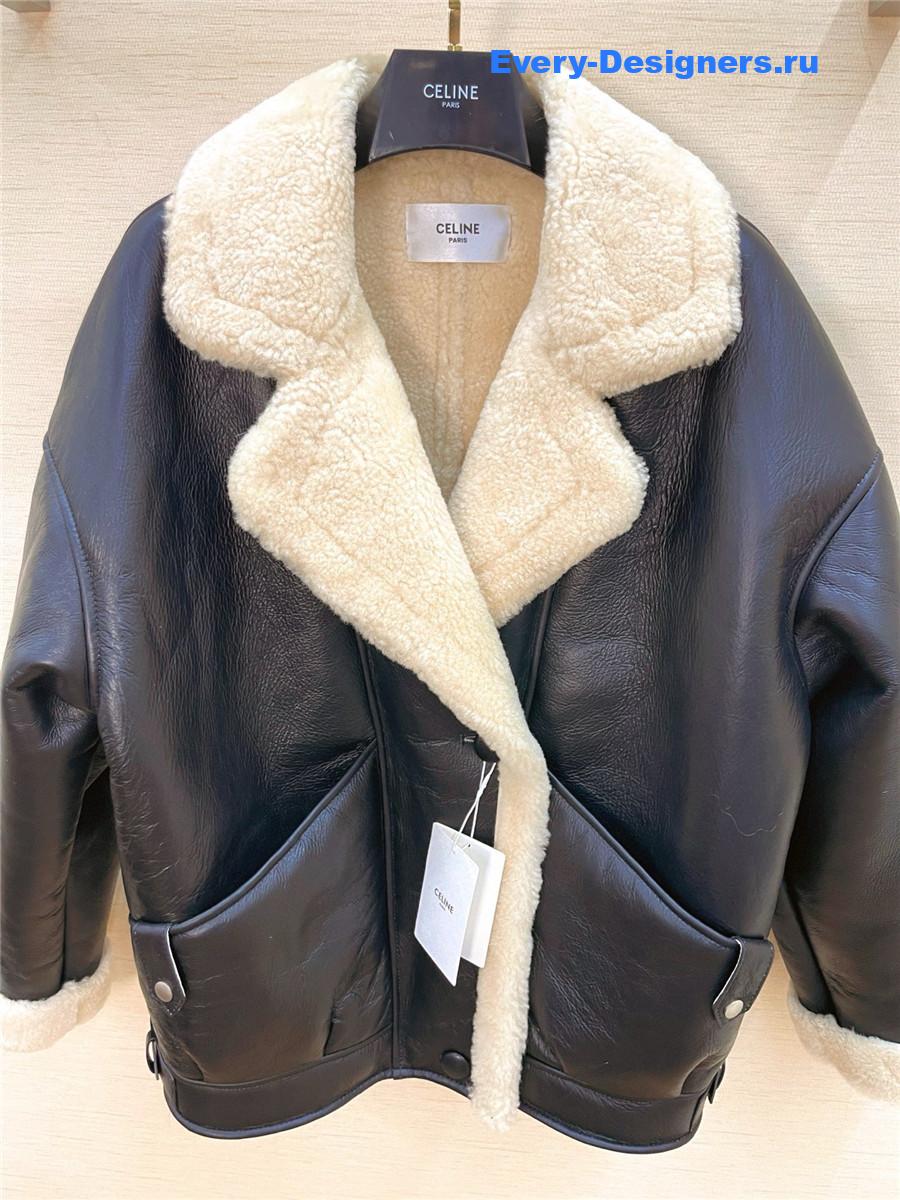 Ce1i*e lack suede shearling coat