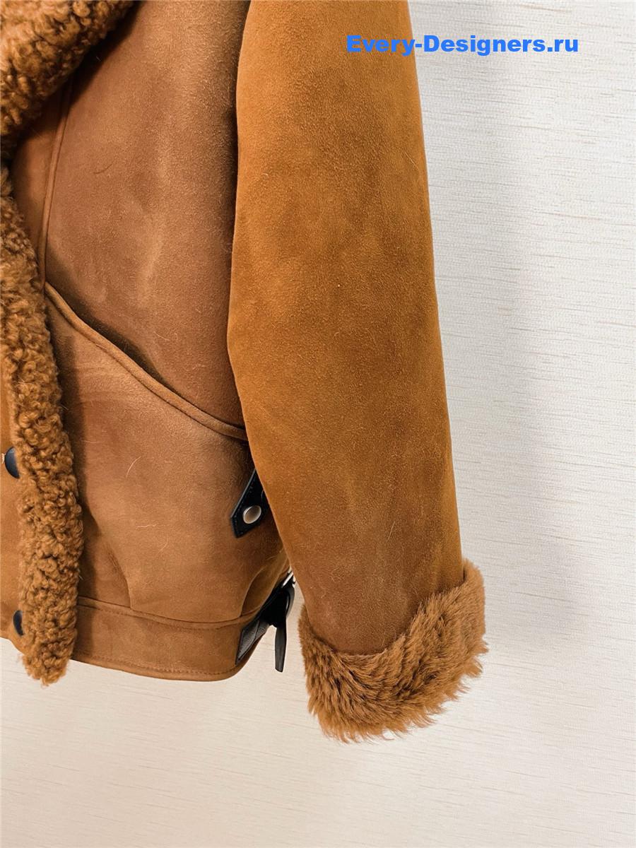 Ce1i*e brown suede shearling coat