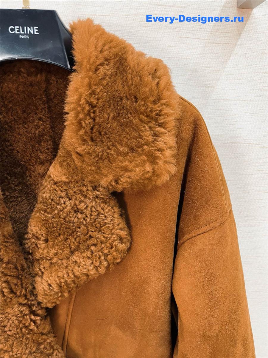 Ce1i*e brown suede shearling coat