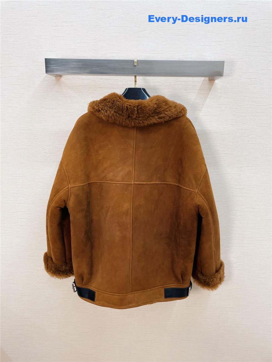 Ce1i*e brown suede shearling coat