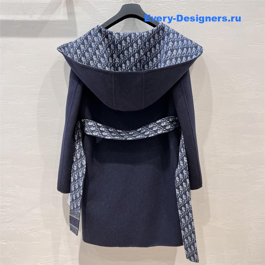 D10r blue double wool hooded coat