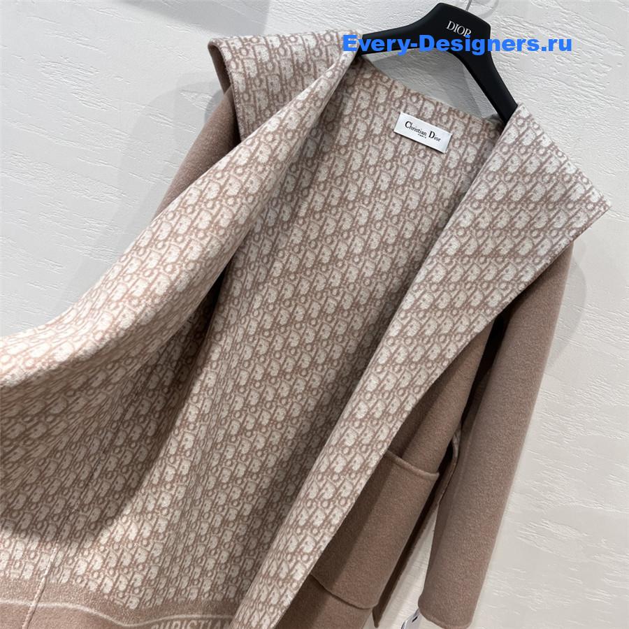 D10r beige double wool hooded coat