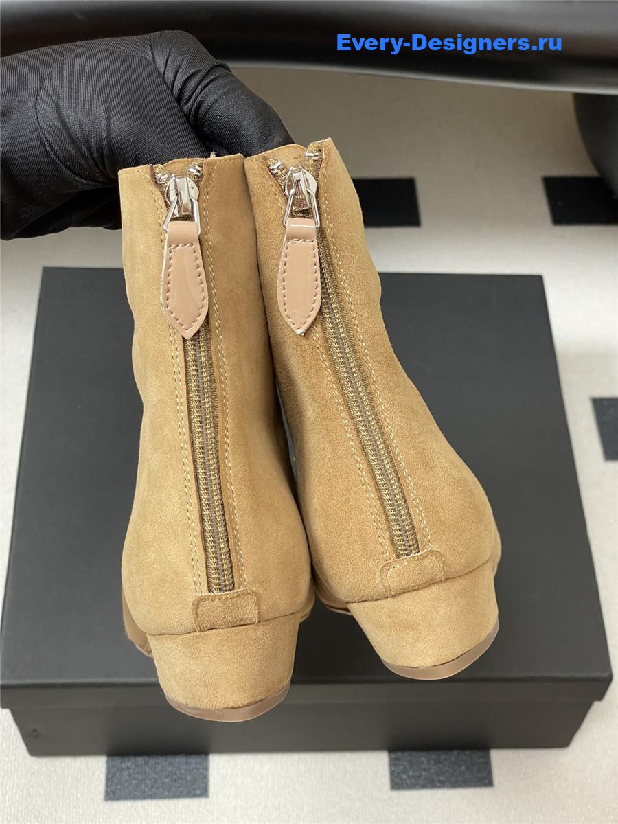 Alaia Beige Pointed Suede Ankle Boots