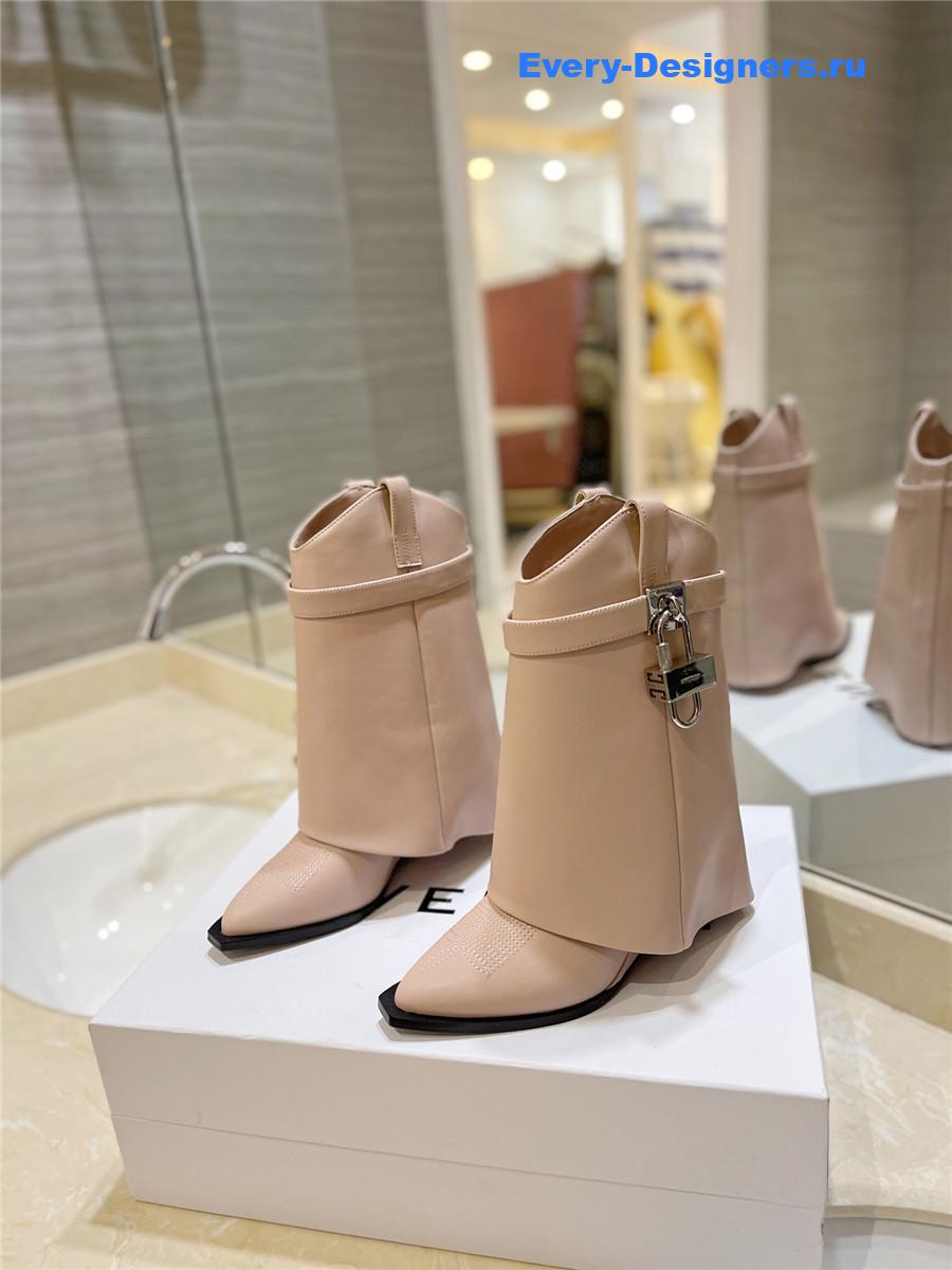 Givenchy 60mm Shark Lock Cowboy Beige Leather Boots