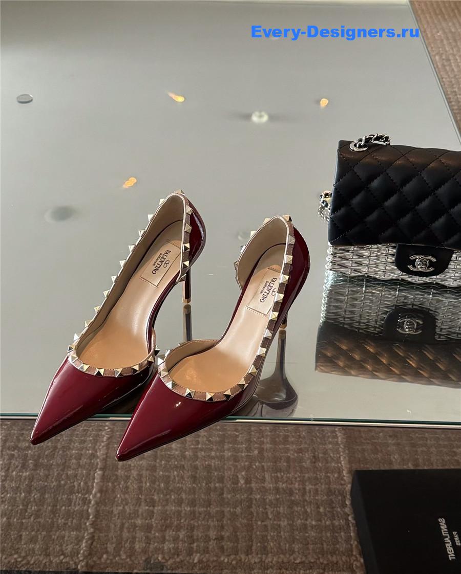 Va1e*ntin0 garavani rockstud pumps in burgundy patent leather