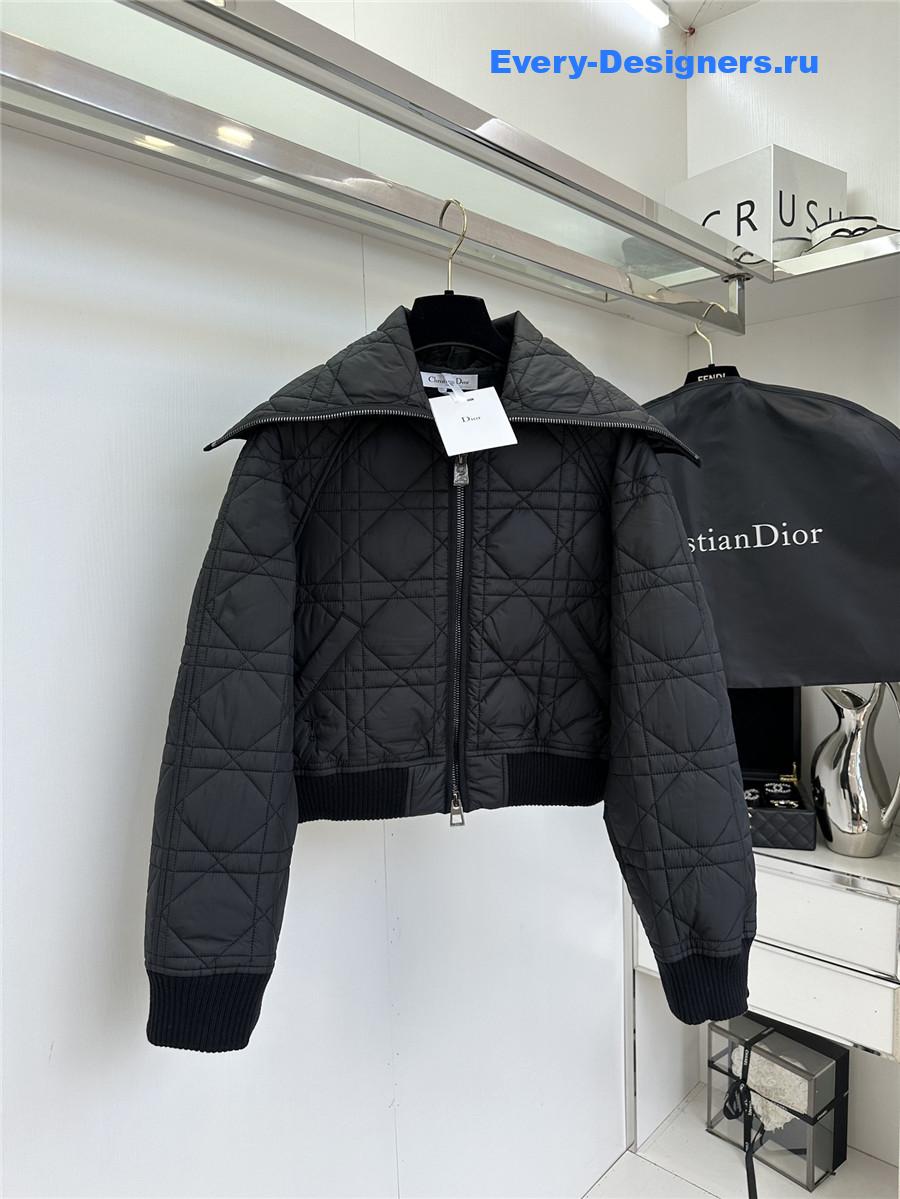 D10r black macrocannage oversized collar bomber jacket