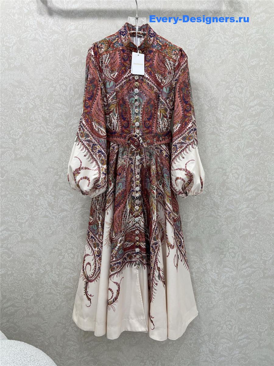 Zimm Rhiannon Tie Neck Woven Kaftan Dress