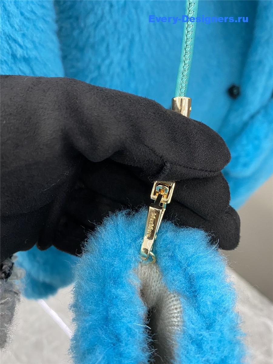 Max Mara Blue Alpaca Faux Fur Coat