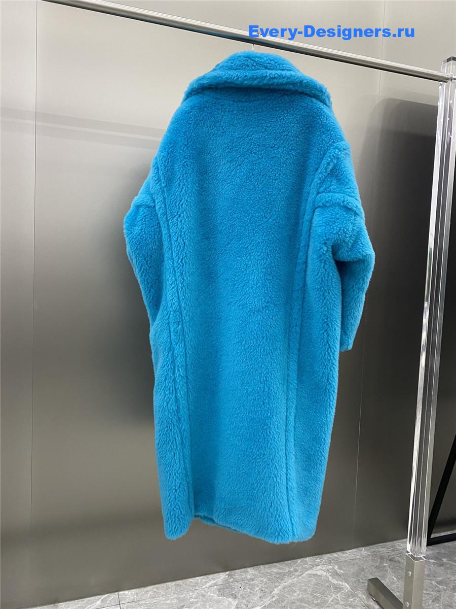 Max Mara Blue Alpaca Faux Fur Coat