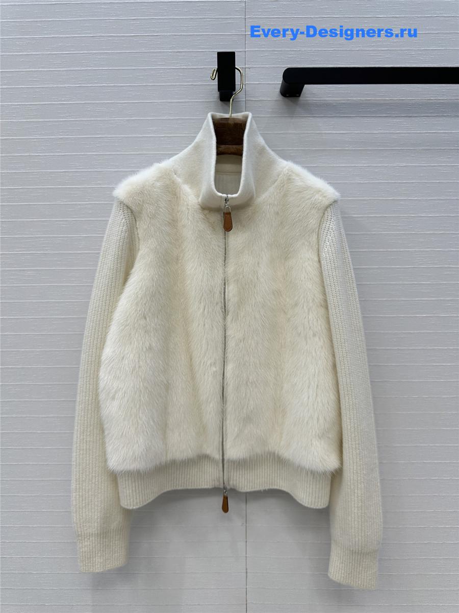 L0r0 P1ana cashmere knit mink fur coat