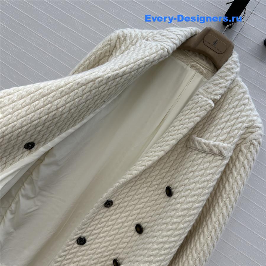 BC White Cable Cashmere Knit Blazer