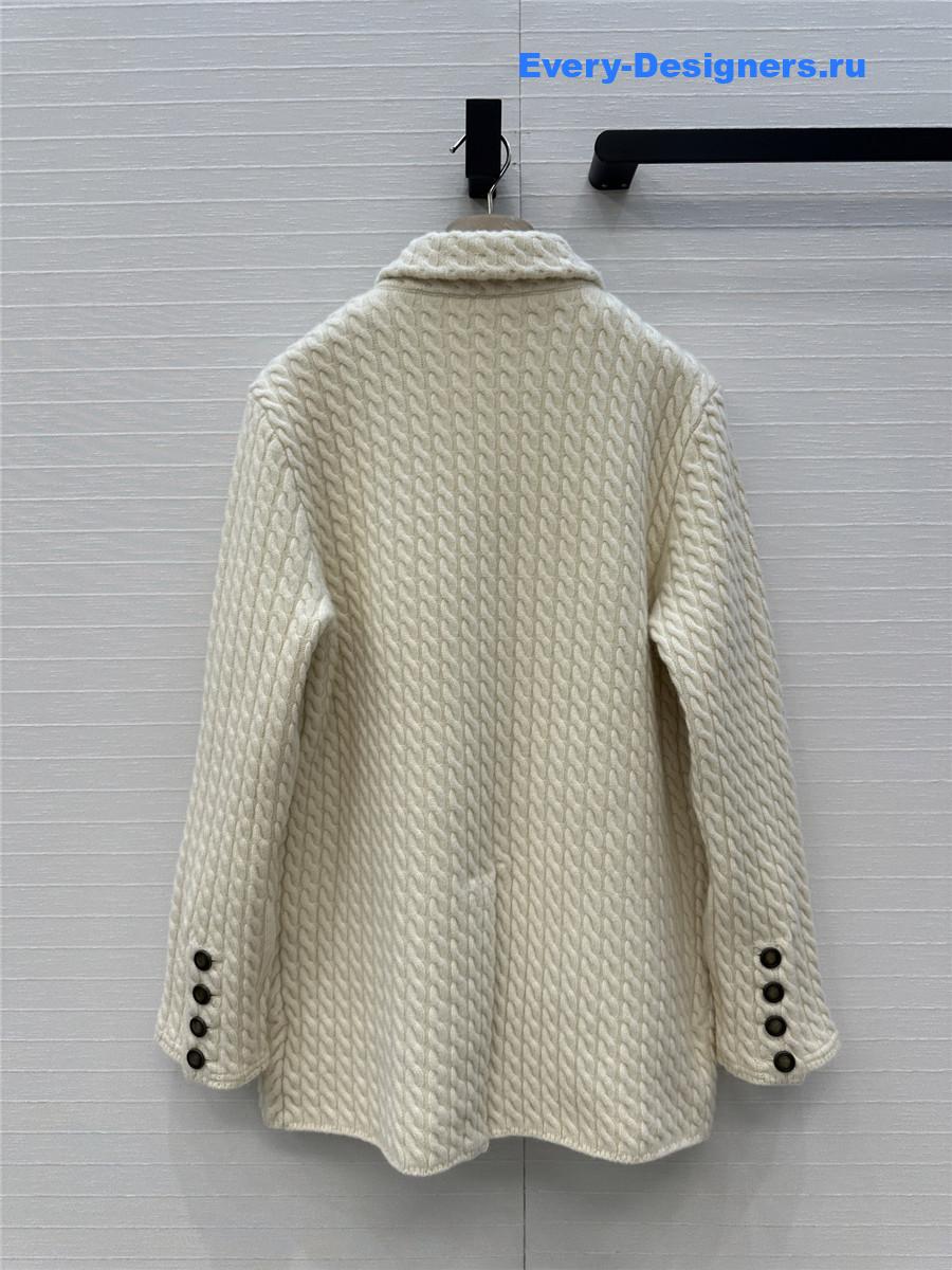 BC White Cable Cashmere Knit Blazer