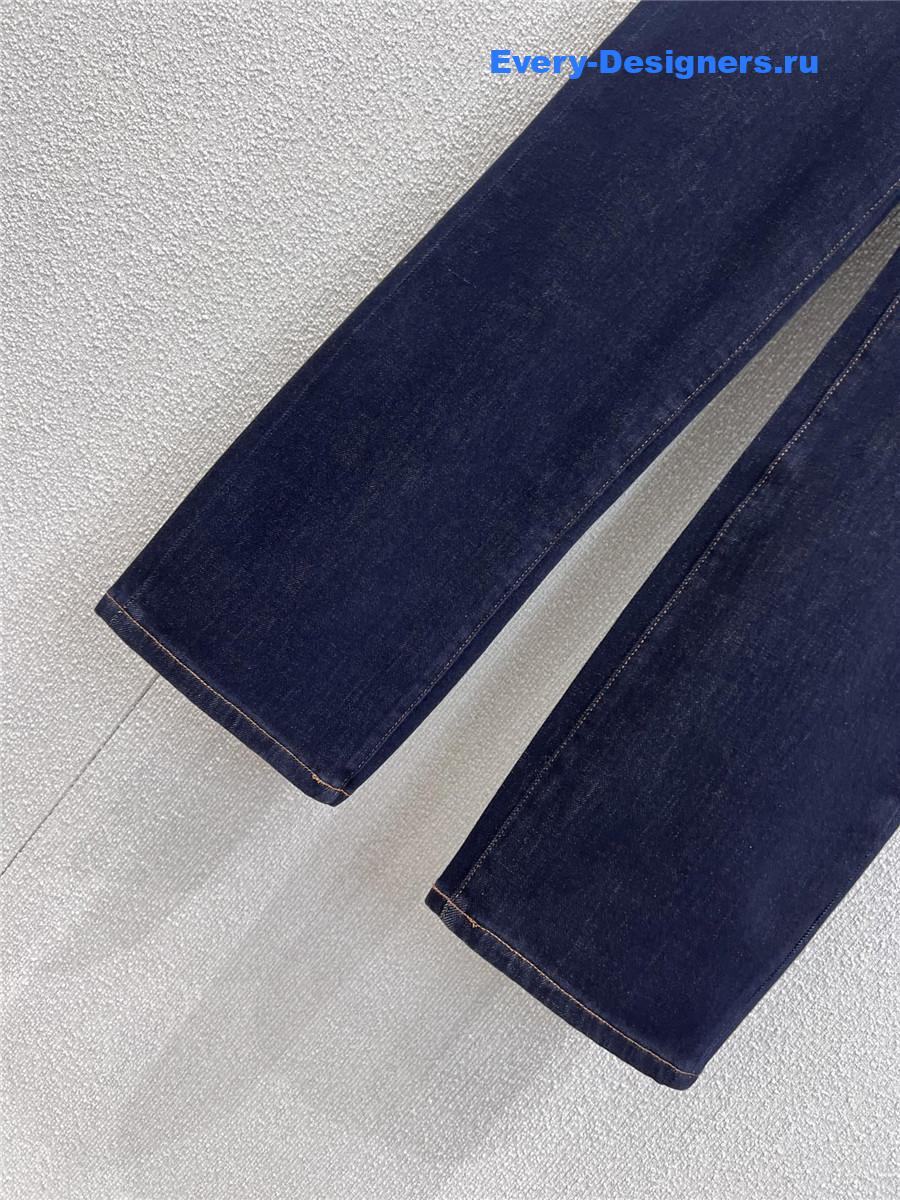 Ch**el blue wide leg denim jeans
