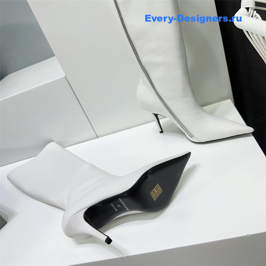 Ba1en*iaga white zipper pointed toe long boots