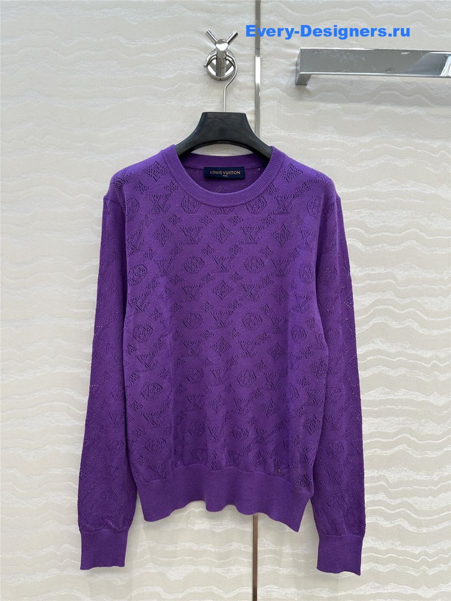 l0vis Vvtt0n monogram purple knitted crew neck sweater