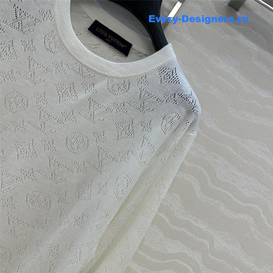 l0vis Vvtt0n monogram white knitted crew neck sweater